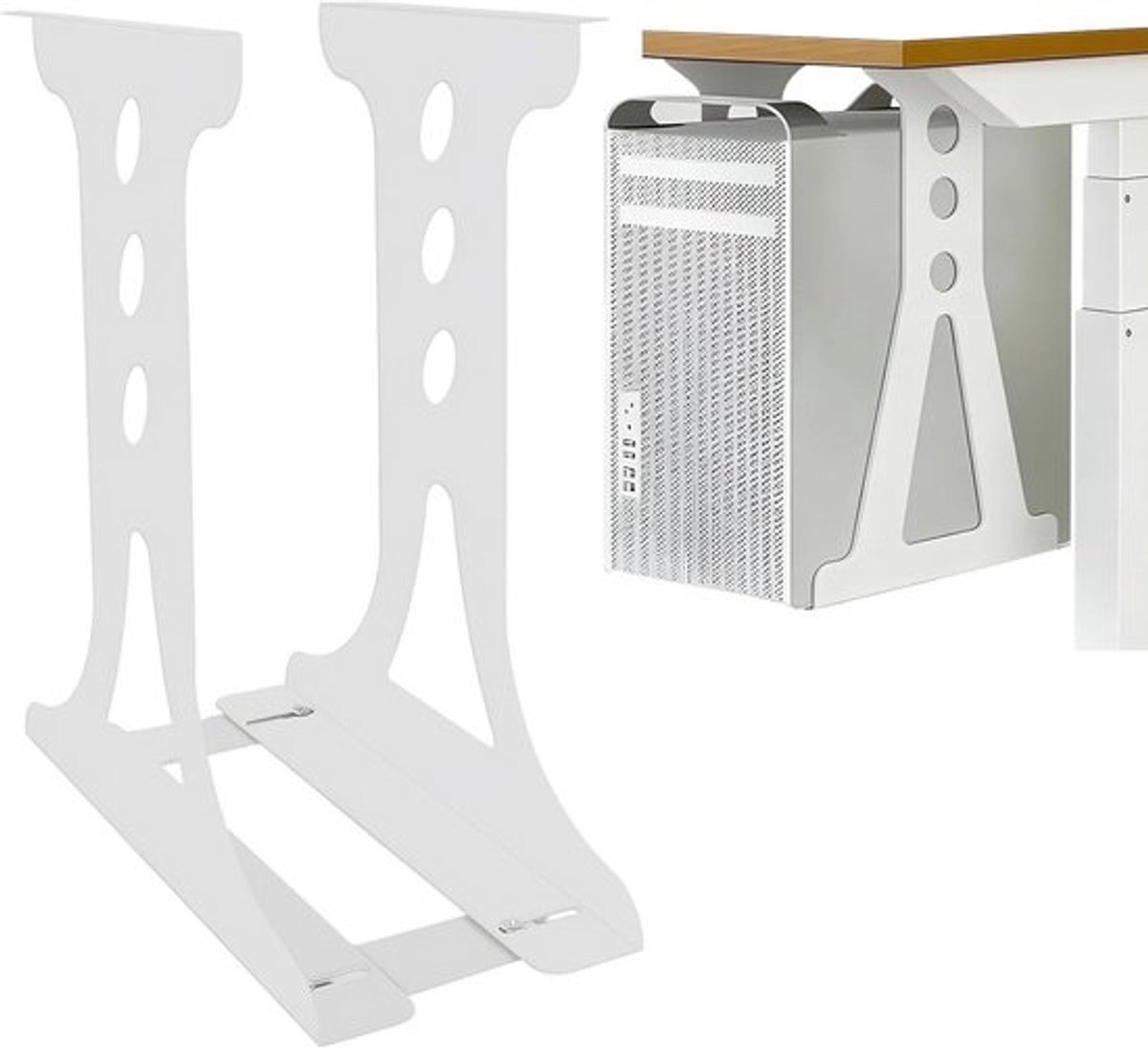 Verstelbare CPU Houder voor Onder Bureau en Wandmontage, Hoogte tot 54,5 cm, Draagvermogen tot 35 kg, Stevige Stalen Constructie voor Kantoor en Gaming Setup
