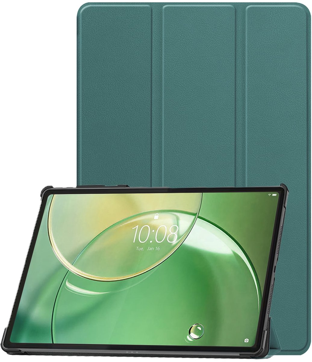 Hoesje Geschikt voor Lenovo Idea Tab Pro Gen 2 - Dun & Stevig - Trifold Bookcase - Hard Cover - Hardcover Book Case - Tablet Hoes - Donkergroen