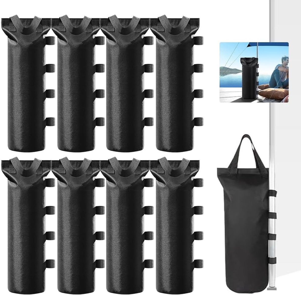 Zandzakken voor Stabiliteit, Set van 8 Stuks, Waterdichte 800D Oxford Stof, Ideaal voor Tuin, Strand en Tentgebruik, Afmetingen 50x20cm