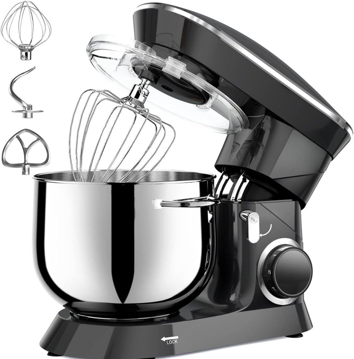 SP® Deegmachine - Kneedmachine - Mixer met Kneedhaak - Zwart - 42cm x 36cm x 27cm