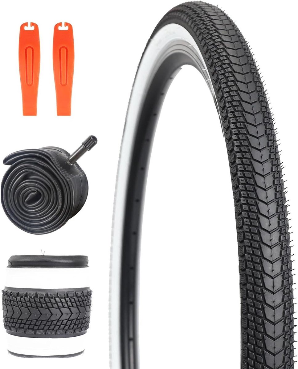 Fietsbanden Binnenbanden Set - MTB Stadsfiets - Veilig Fietsen - Klassiek Grip Profiel - 26 x 175 Inch - Zwart Wit