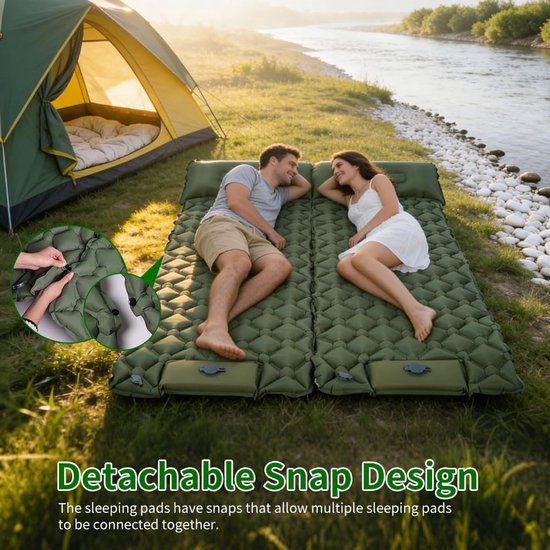 SnelShoppen - Ultralichte Opblaasbare Camping Slaapmat met Ingebouwde Voetpomp en Kussen - Draagbare Luchtmat voor Backpacken en Wandelen - Enkele Sla van Snelshoppen — afbeelding 4