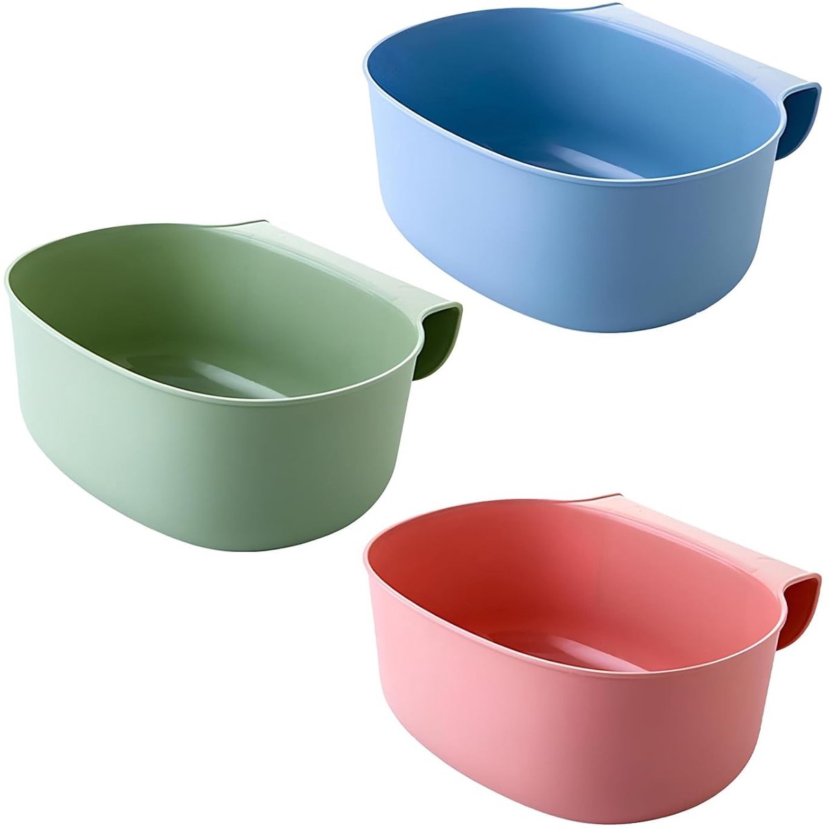 Luiertafel-organizer set van 3 voor op te hangen met schuifladen en afvalcontainer in groen, blauw en roze voor badkamer, kantoor en praktijkgebruik
