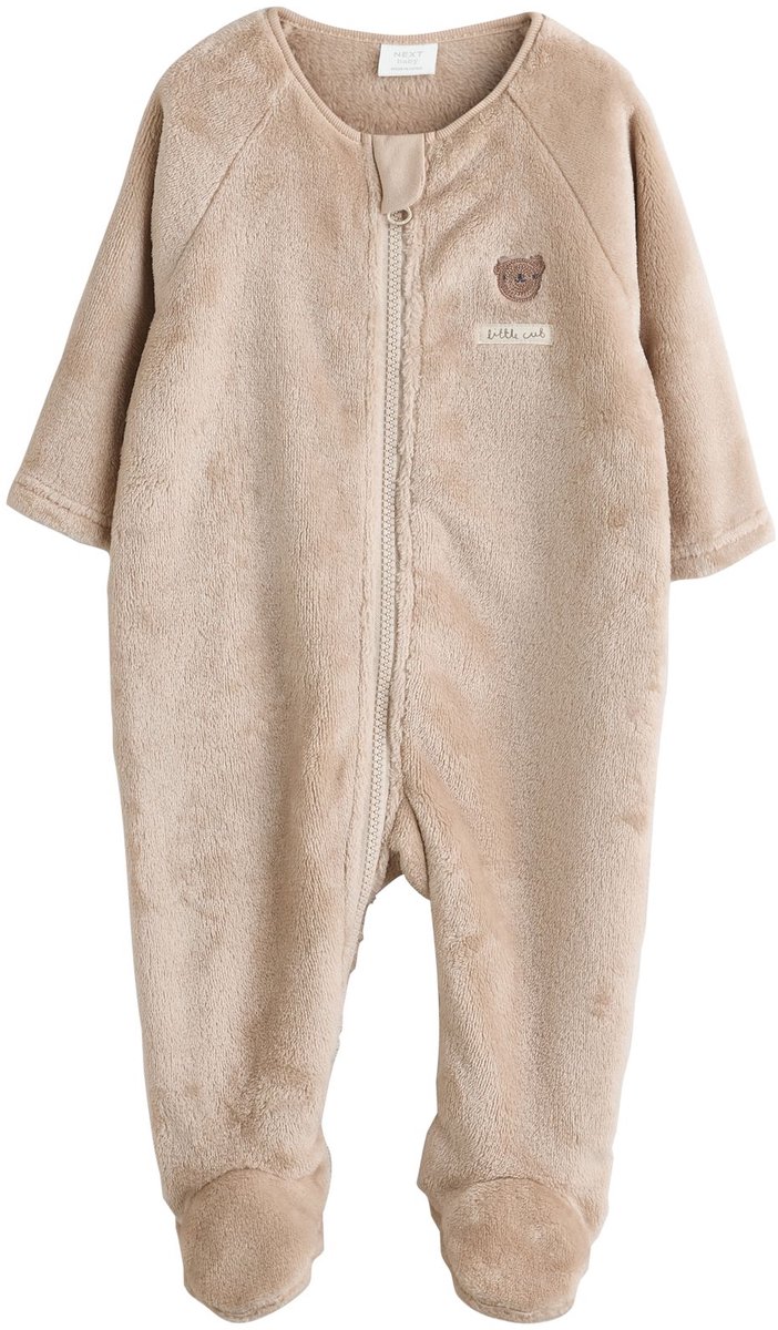 Next - Jongens - Fleece babypyjama met tweewegrits - Crème