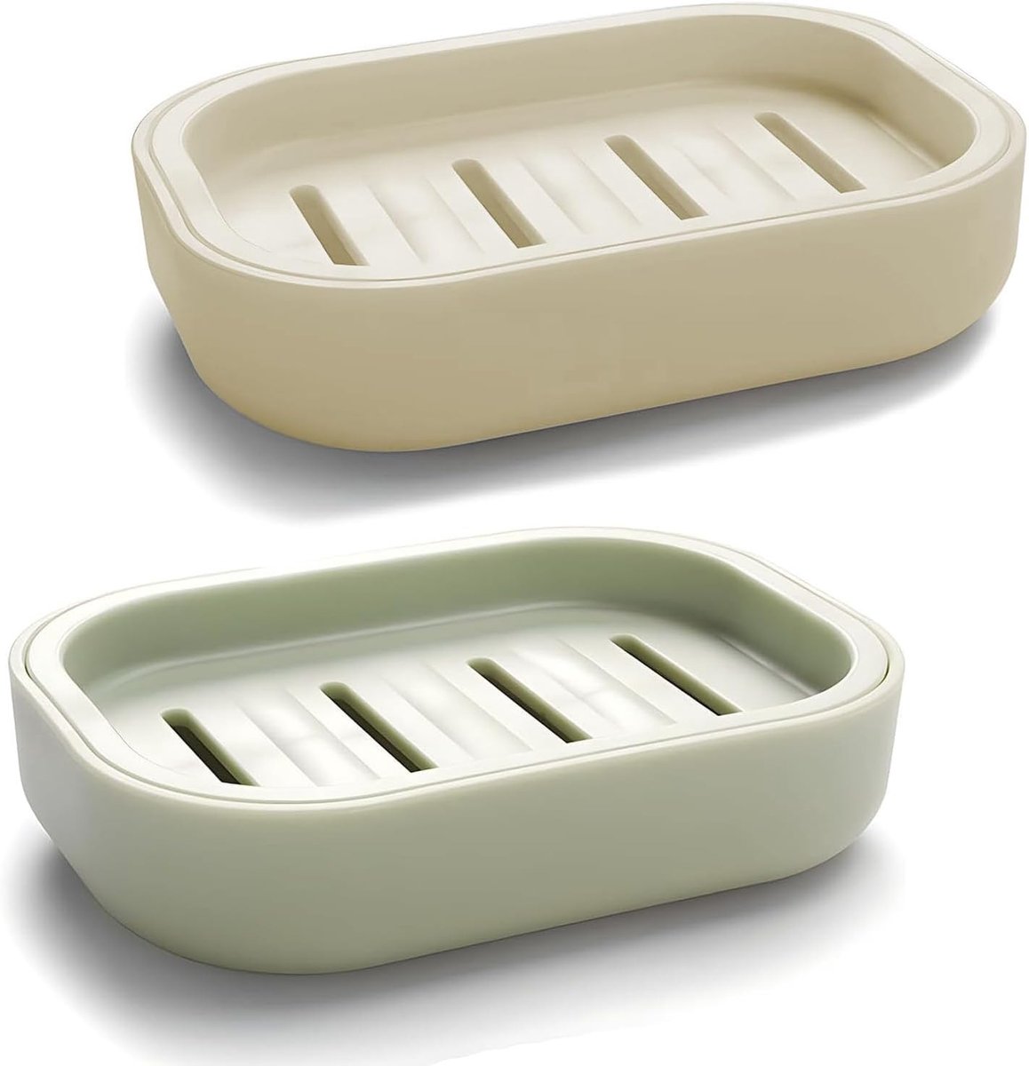 Set van 2 Zeepbakjes, Handige Zeepdispenser voor Badkamer en Keuken, Antislip en Makkelijk Schoon te Maken, Ideaal voor Reizen en Thuisgebruik