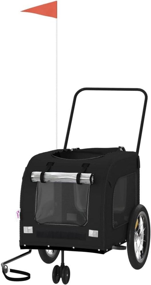 Fietskar voor honden - Hondenaanhanger reis - Huisdier transport - Robuust ijzeren frame - Max 45 kg - Zwart