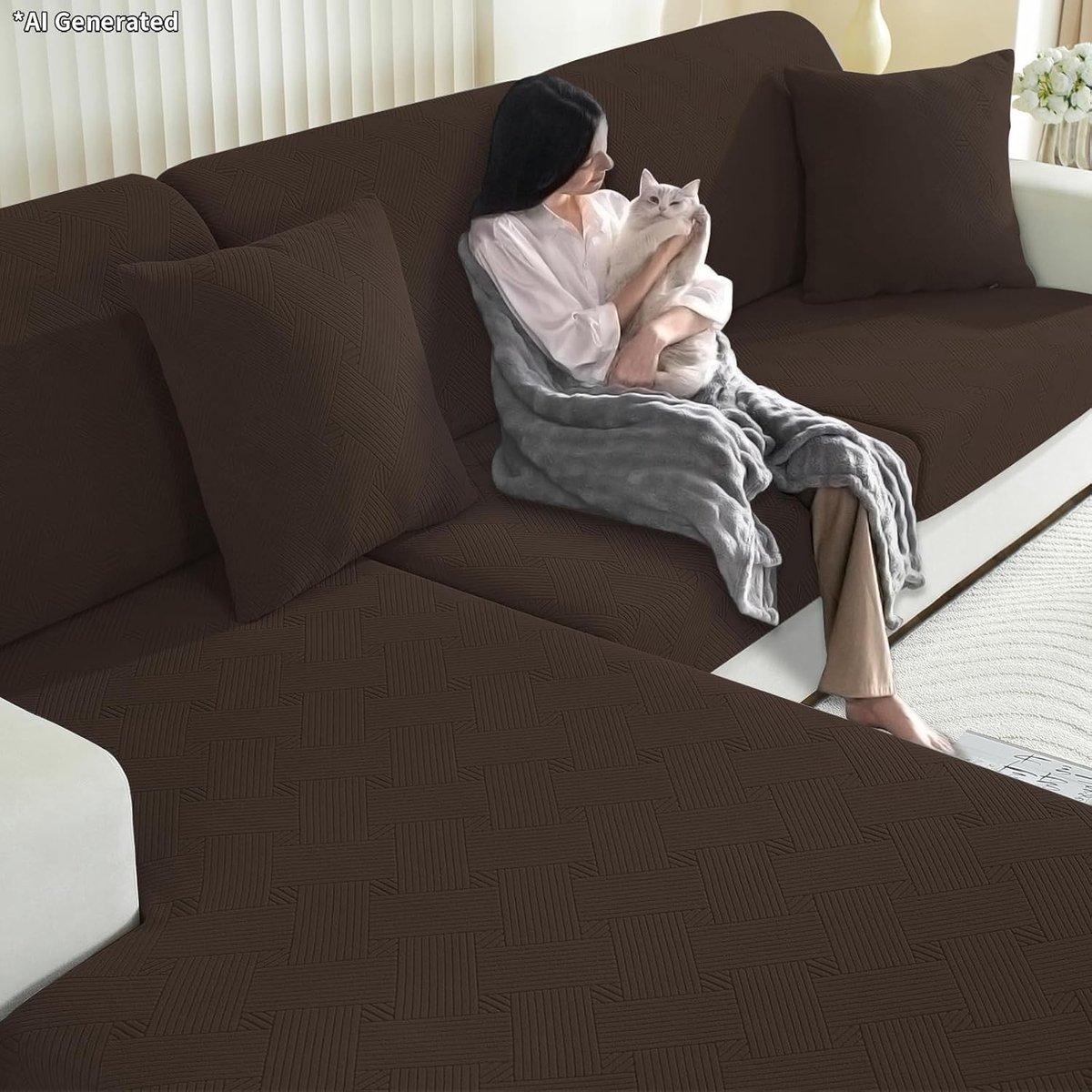Hoogwaardige Universele Sofakussenhoezen met Hoge Elasticiteit en Antislip, Stretch Covers voor Individuele Kussens in Khaki, Perfect voor Elk Interieur