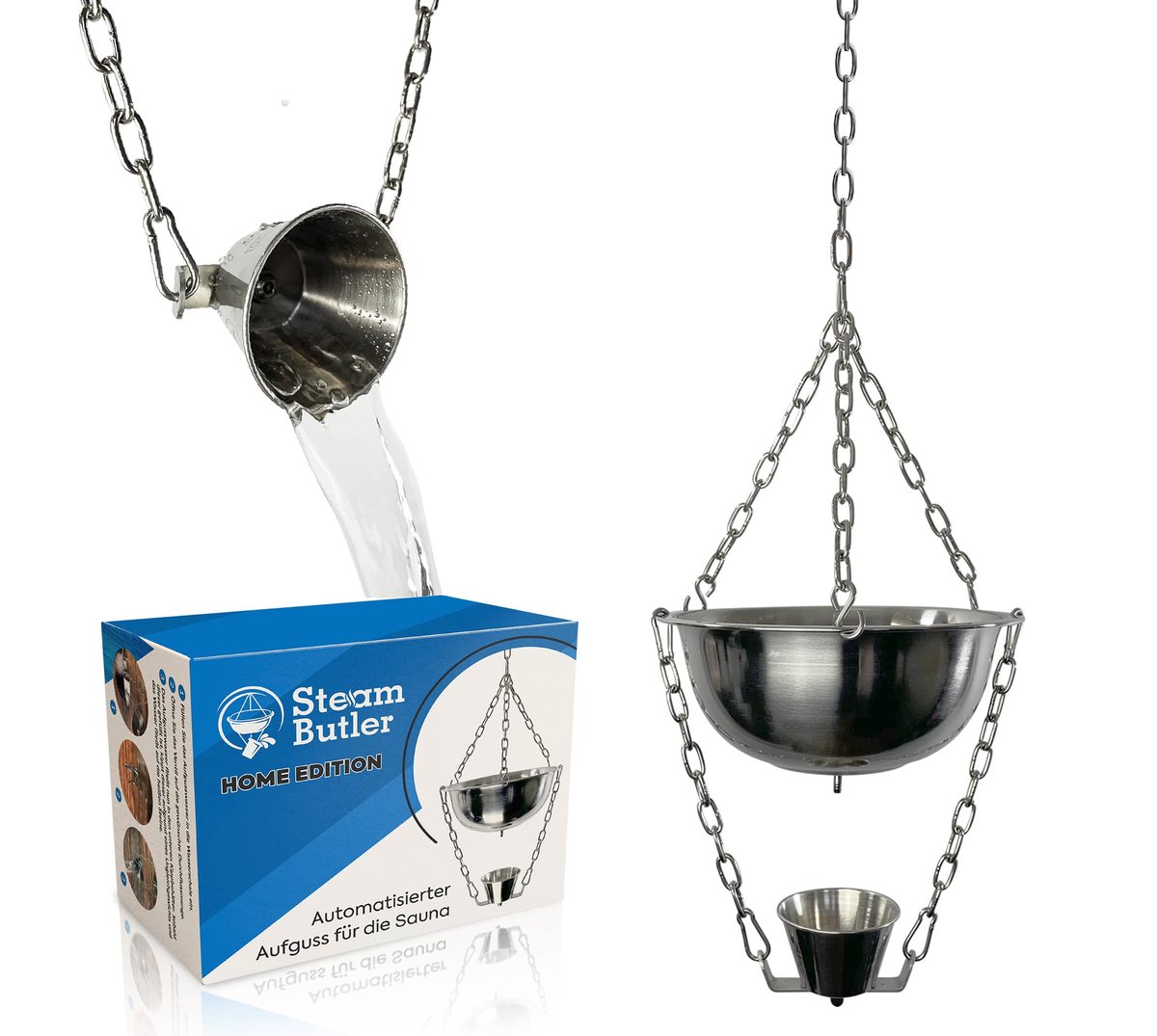 SnelShoppen - Originele automatische opgiet voor sauna/thuissauna/tuinsauna - roestvrij staal - traploos instelbare intensiteit voor ultieme ontspanni