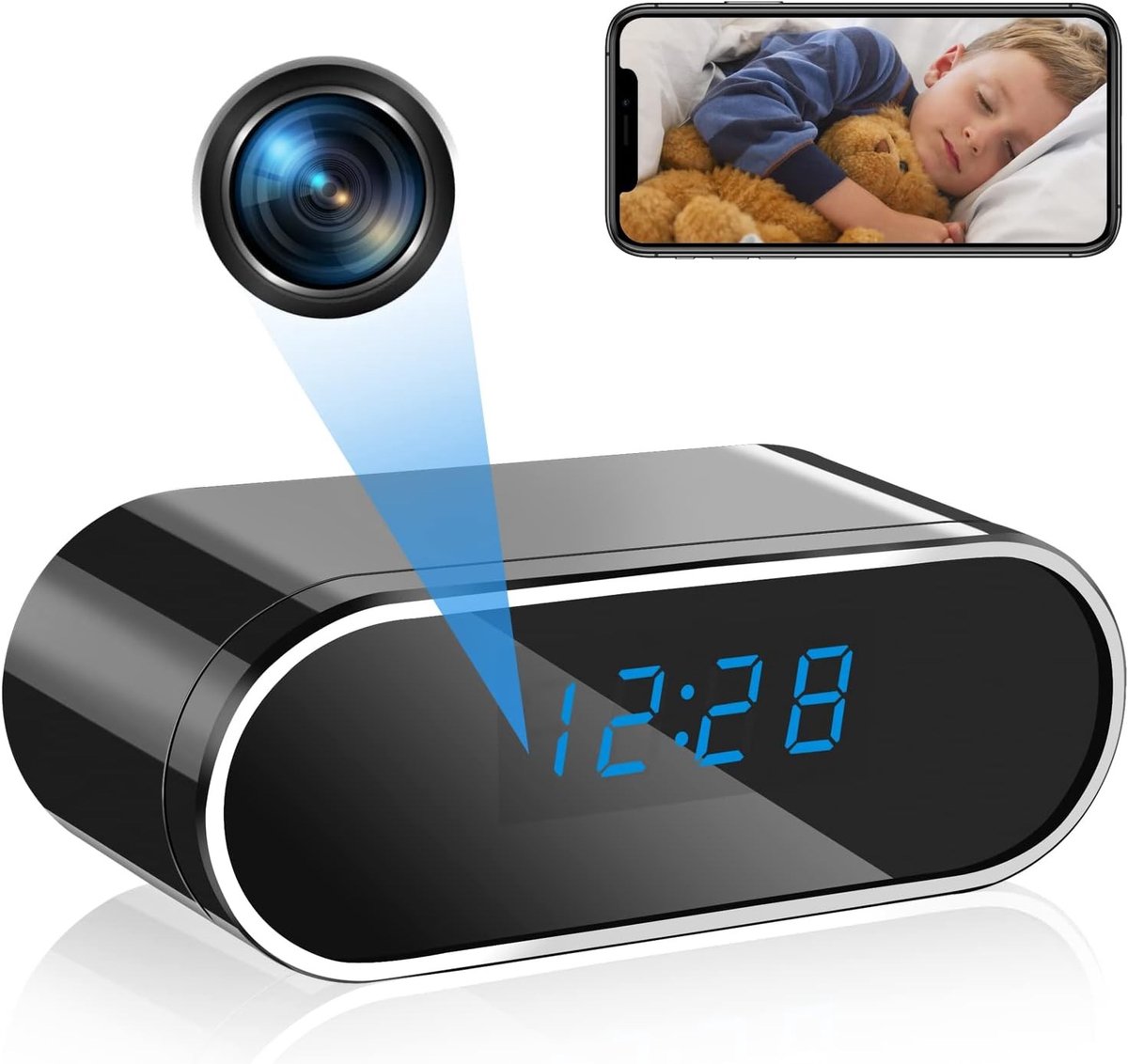 Verborgen mini-camera met HD 1080p, wifi-verbinding, nachtzicht en bewegingsdetectie voor beveiliging en surveillance