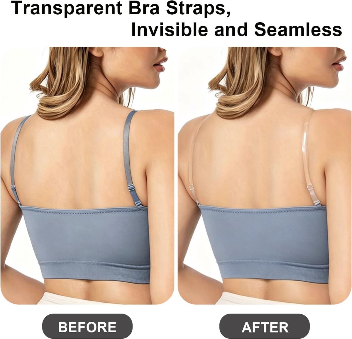 Verstelbare Transparante Bh-Haakjes, 1.5 cm Breed, 3 Paar Onzichtbare Antislipbanden voor Bh's en Strapless Jurken, Ideaal voor Comfort en Stijl