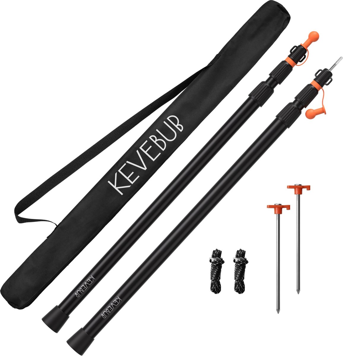 SnelShoppen - Verstelbare Tentstokken Set van 2 - Robuust Ultralicht 6063 Aluminium Telescopisch (90-230 cm) met Draaisluitsysteem en Anti-Puncturedop