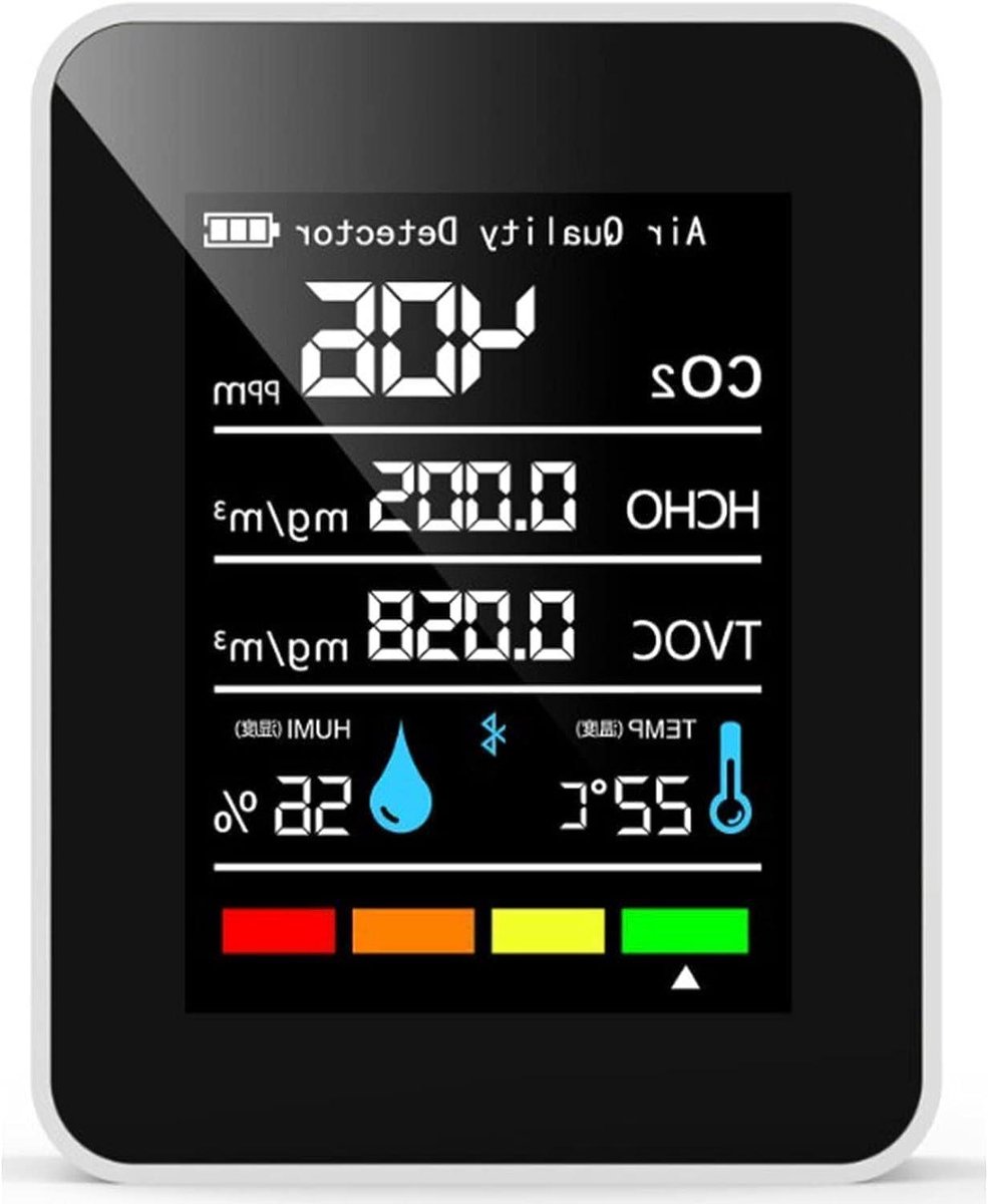 Luchtkwaliteit Monitor - CO2 Meter - Binnenhuis Meten - 5-in-1 Sensor - 1200 mAh Batterij - Wit