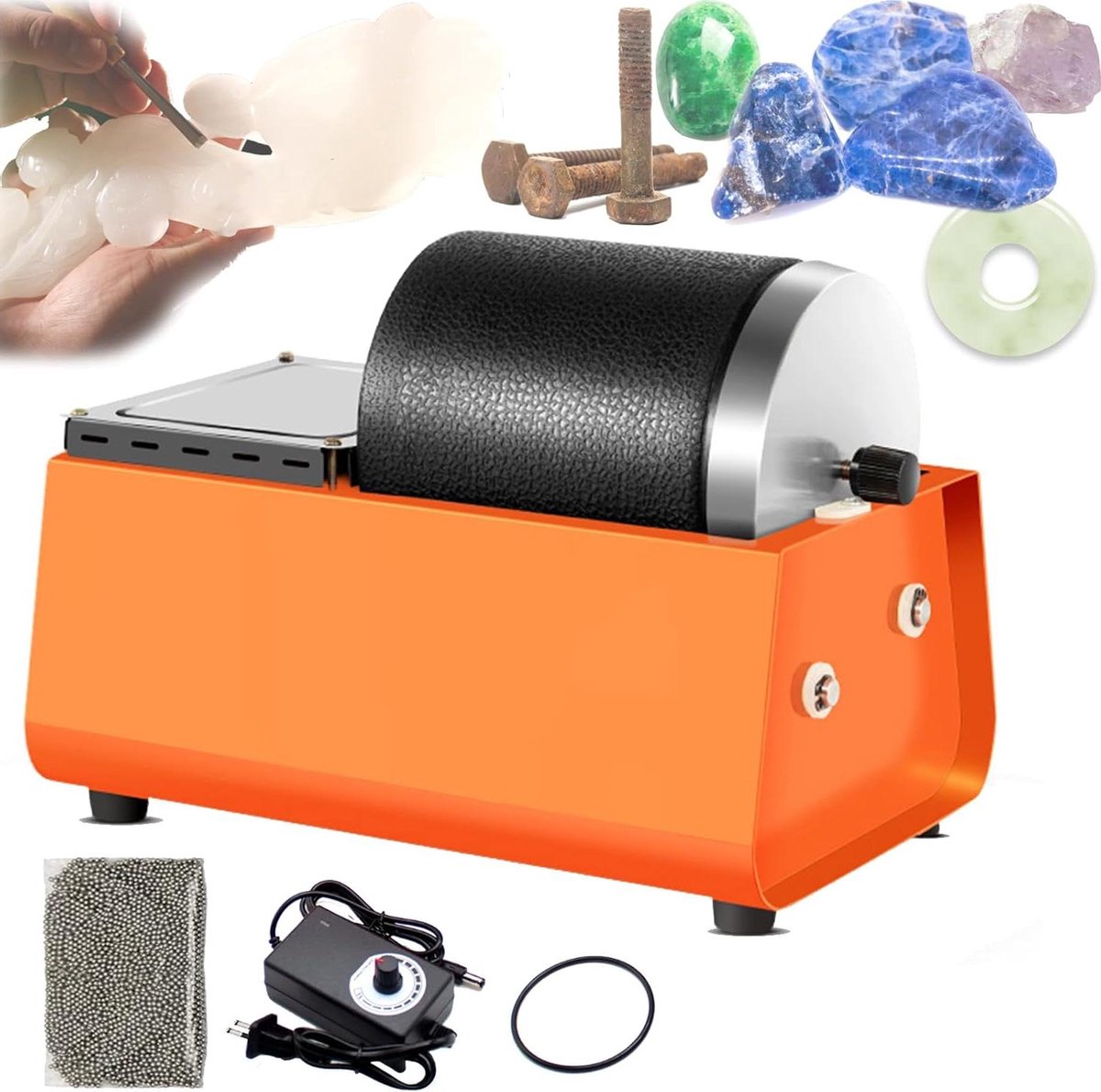 Polijstmachine - Metaal polijster - Sieraden polijsten - Instelbare snelheid - 50 Watt - Oranje