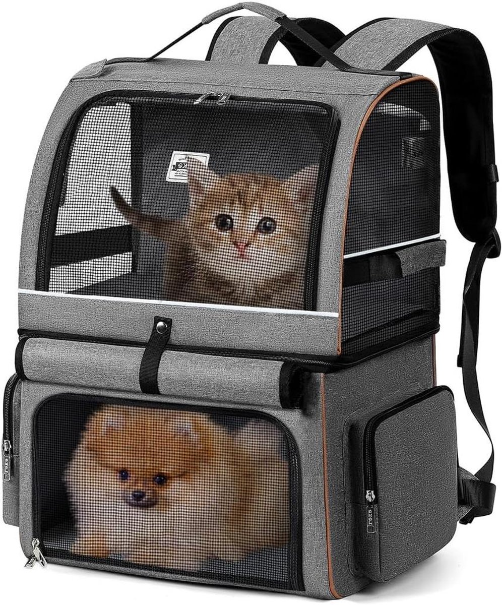 Huisdier Rugzak - Draagtas Kat - Reizen met Dieren - Dubbellaags Ontwerp - 40 x 32 x 50 cm - Grijs