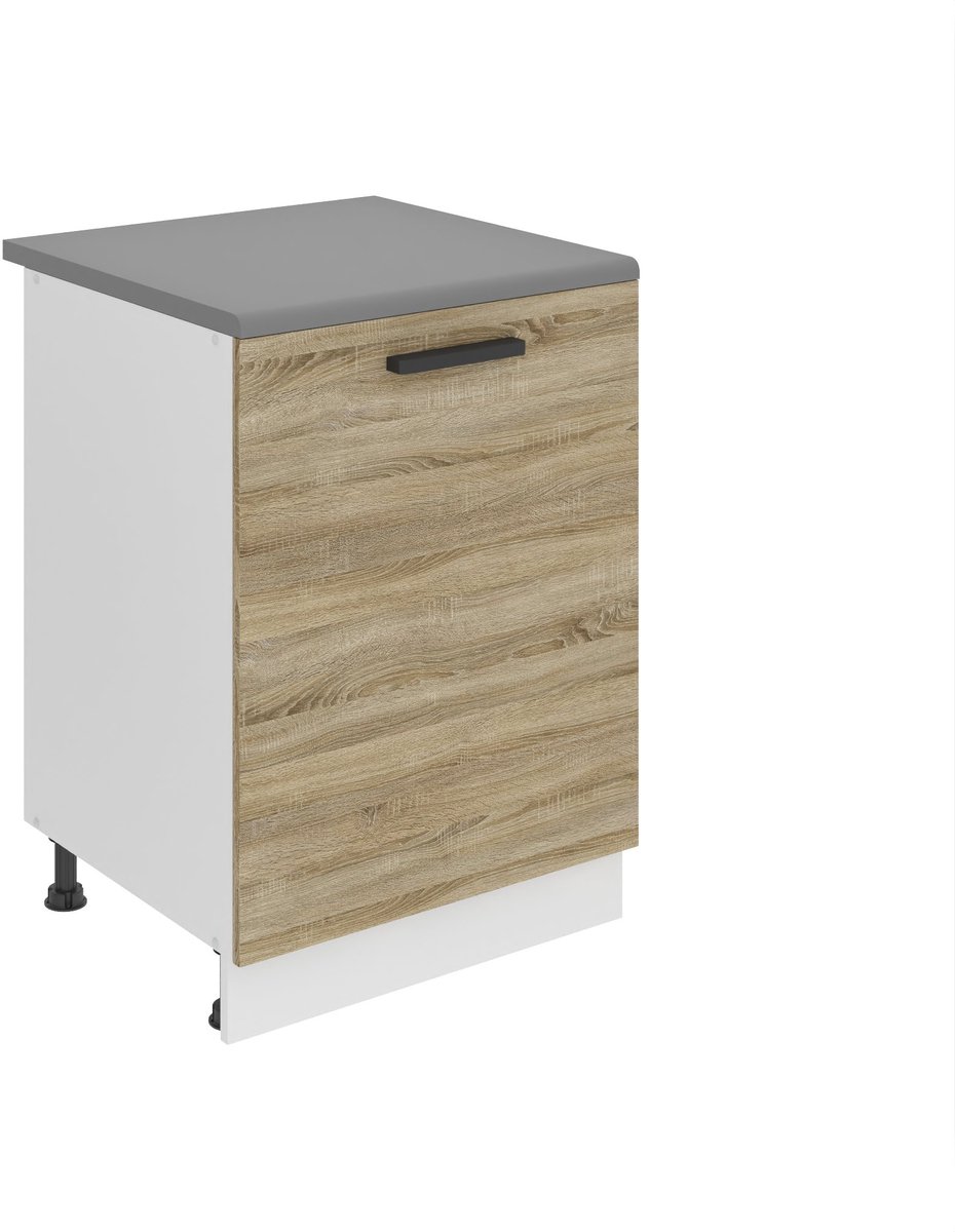 BELINI Keukenonderkast SD 60 cm met 1 Deur met Werkblad - Sonoma Eiken
