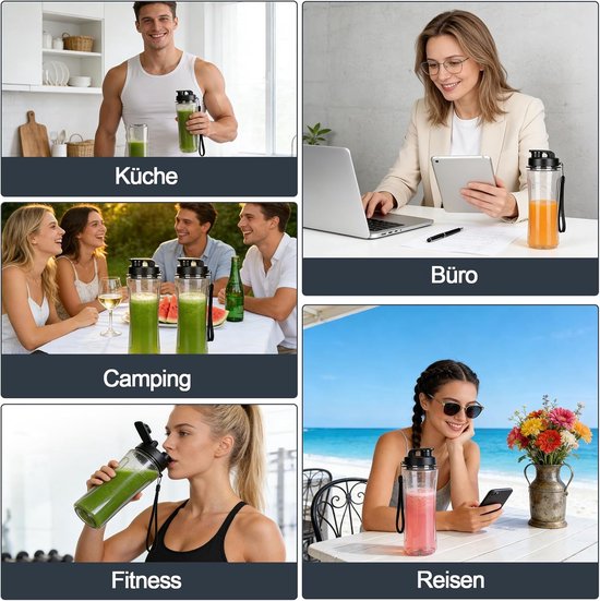 Mini Blender - Smoothie Maker - Gezonde Dranken Maken - Met 2 Flessen - 500ml Capaciteit - Zwart van MINI — afbeelding 4