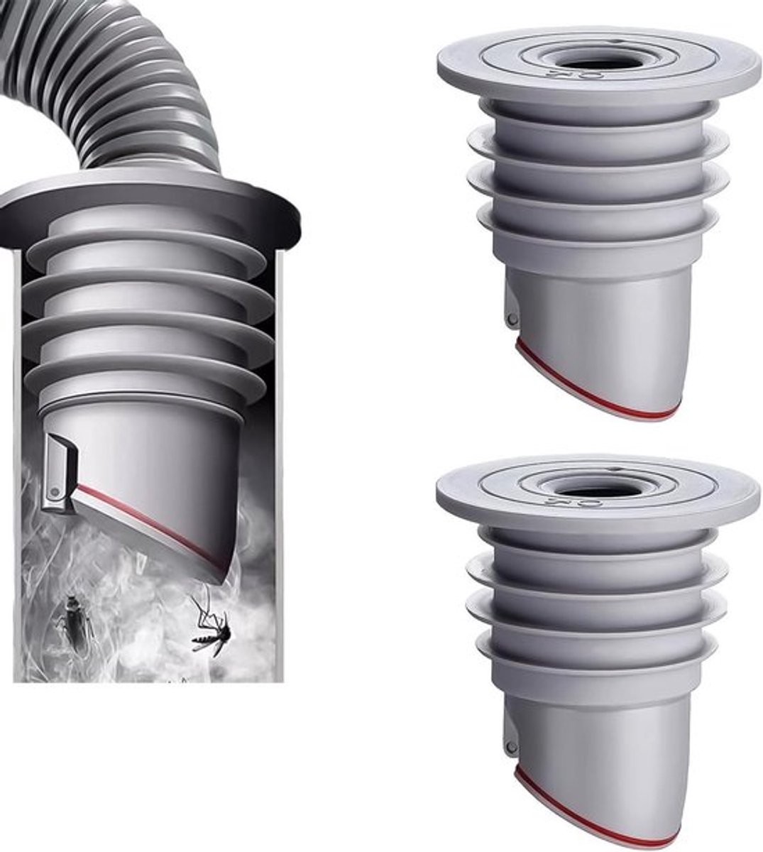 Afvoeradapter en Afvoerslang voor diverse toepassingen - Kanaalslang 45-50 mm, Set van 2 stuks