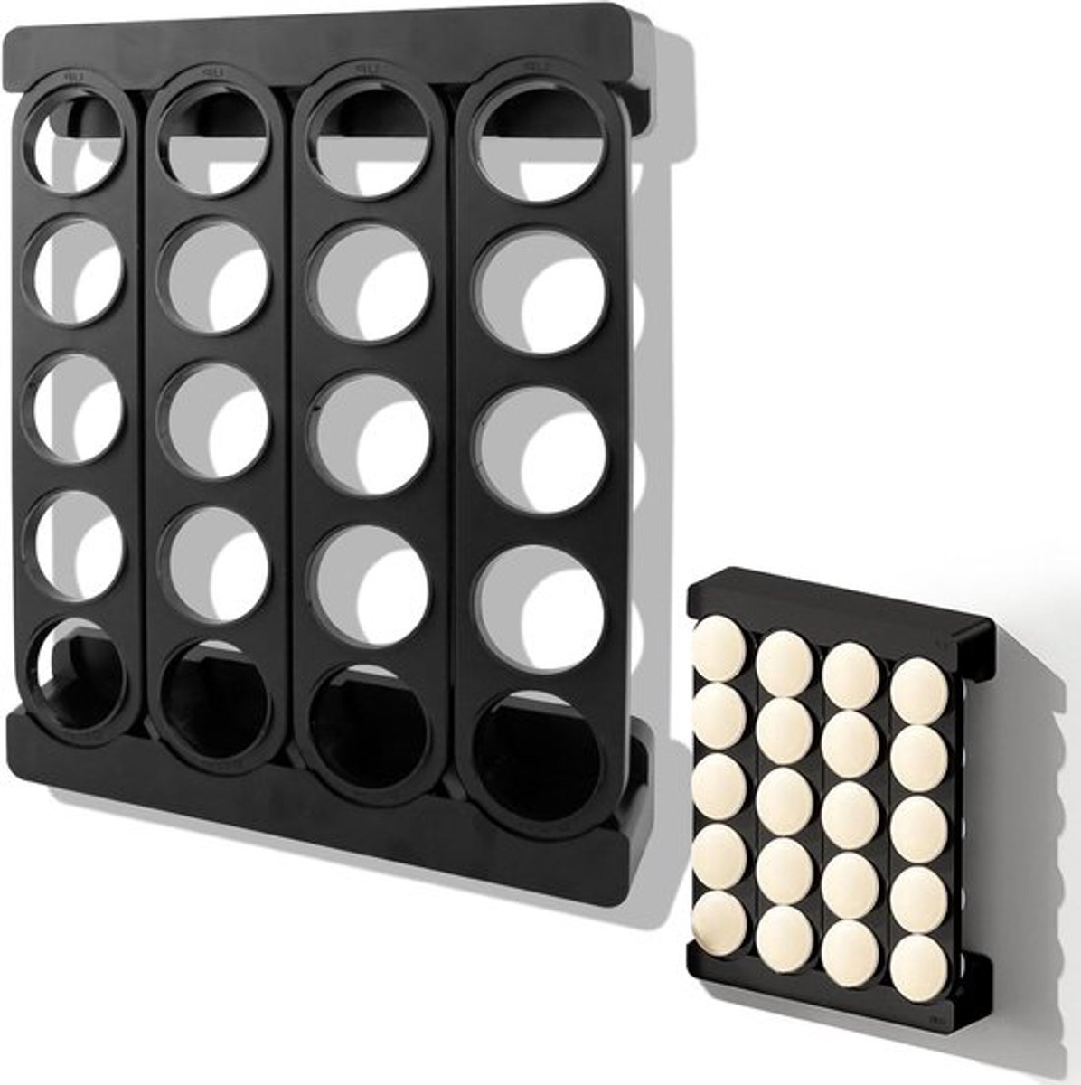 Capsulehouder voor Koffiecapsules, Wandmontage zonder Boren, Geschikt voor Keukenopslag, Ruimtebesparend en Stijlvol Design in Zwart