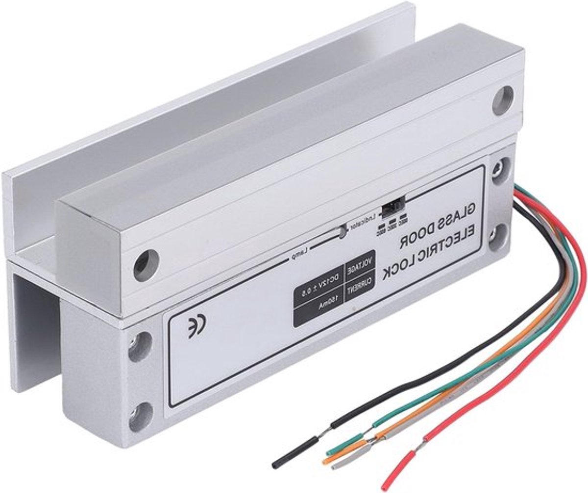 Elektrische Deurslot voor Glazen Deuren, 12V Fail Safe Toegangscontrole met Feedbacksignaal, Automatische Uitschakeling, Aluminium Legering, Veiligheidsslot, Deurbeveiliging, Gemakkelijk te Installeren