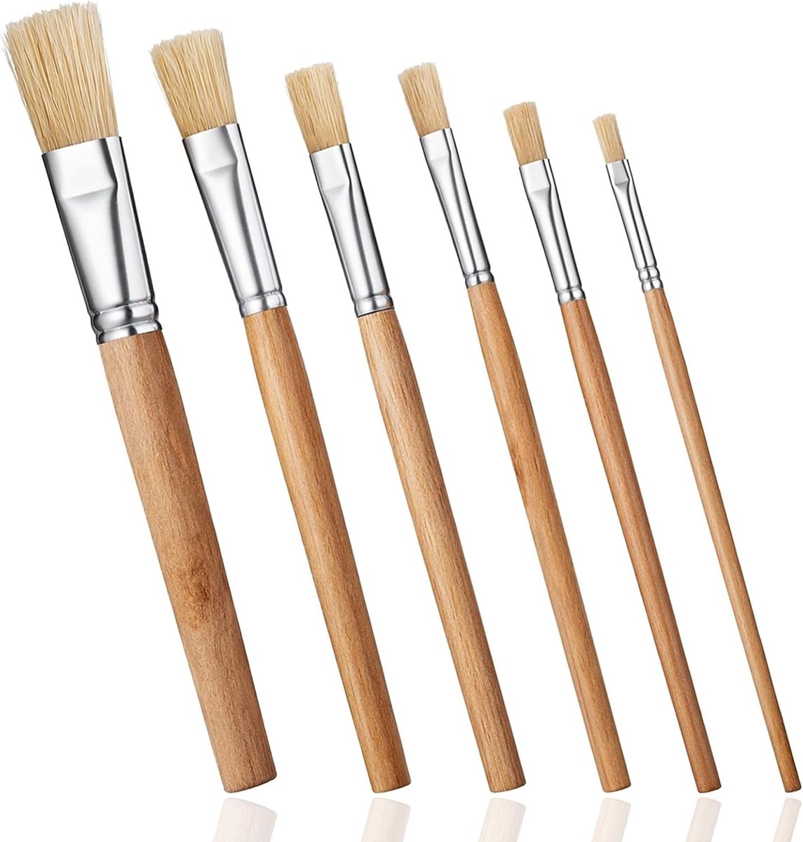 Set van 6 sjablonerkwasten voor acrylschilderen, ronde en puntenkwasten, ideale penseelset voor kunstenaars en doe-het-zelf projecten