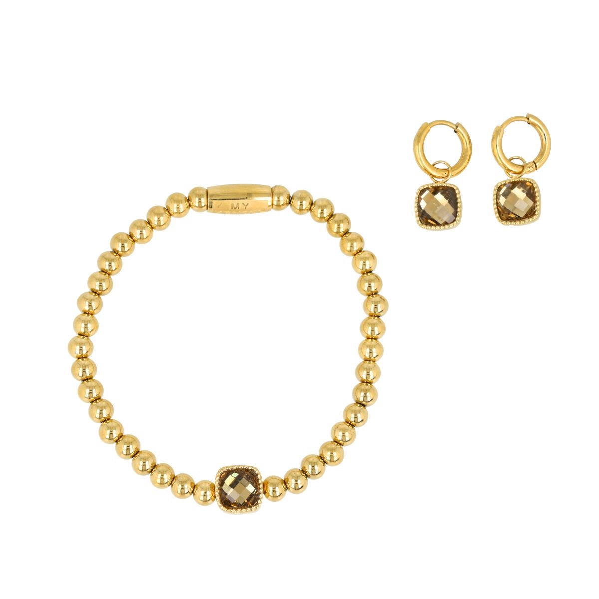 My Bendel - Sieraden Set Malachiet - Goudkleurig - met Luxe Cadeauverpakking | Sieraden Voor Dames