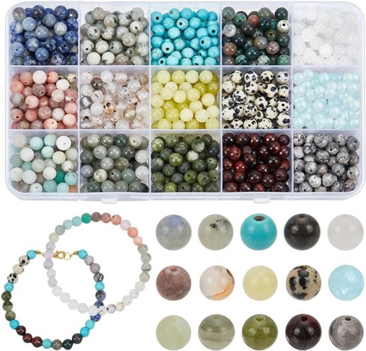 750 Stuks Natuurlijke Edelsteen Kralen 6mm Losse Kralen voor DIY Sieraden, Energiestenen en Handgemaakte Creaties