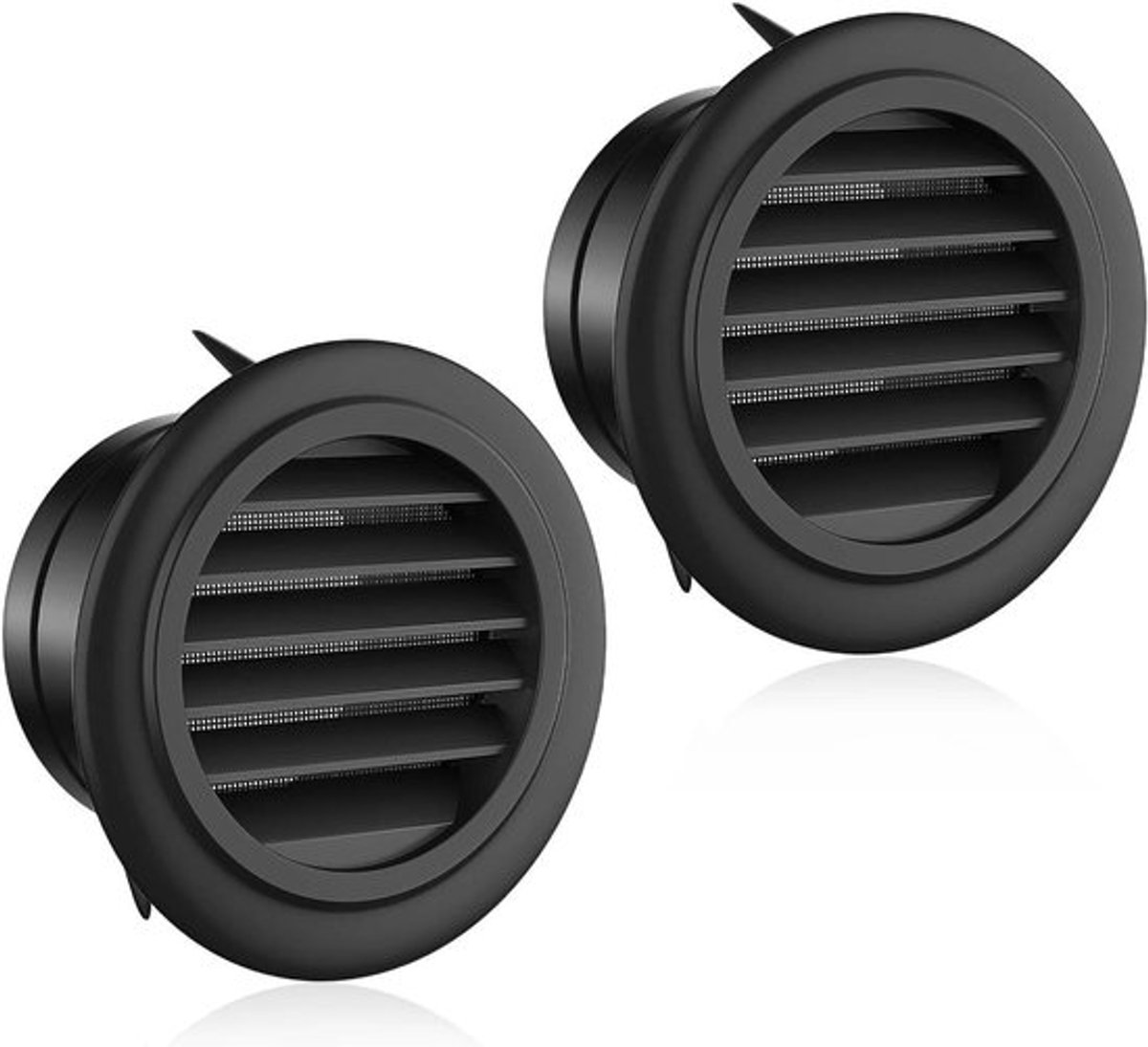 Ventilatierooster 75 mm rond met insectenbescherming - 2 stuks - ABS-kunststof - ontluchtingsafdekking - afvoerluchtrooster - slaapkamer - keuken