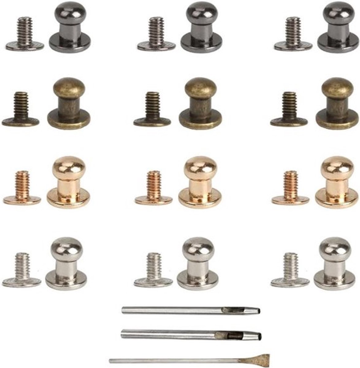 80 stuks Massieve Klinknagels met Ronde Kop - Knoopklinknagels Button Bouten - Paddenstoelkop Nagel Schroef
