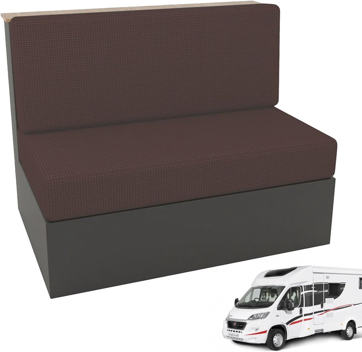 SnelShoppen - Eettafelkussenhoezen Set van 2, Stretch Stoelhoezen voor Camper, Aanhanger, Restaurant, Machinewasbaar, Donkerbruin, Perfect voor Feest