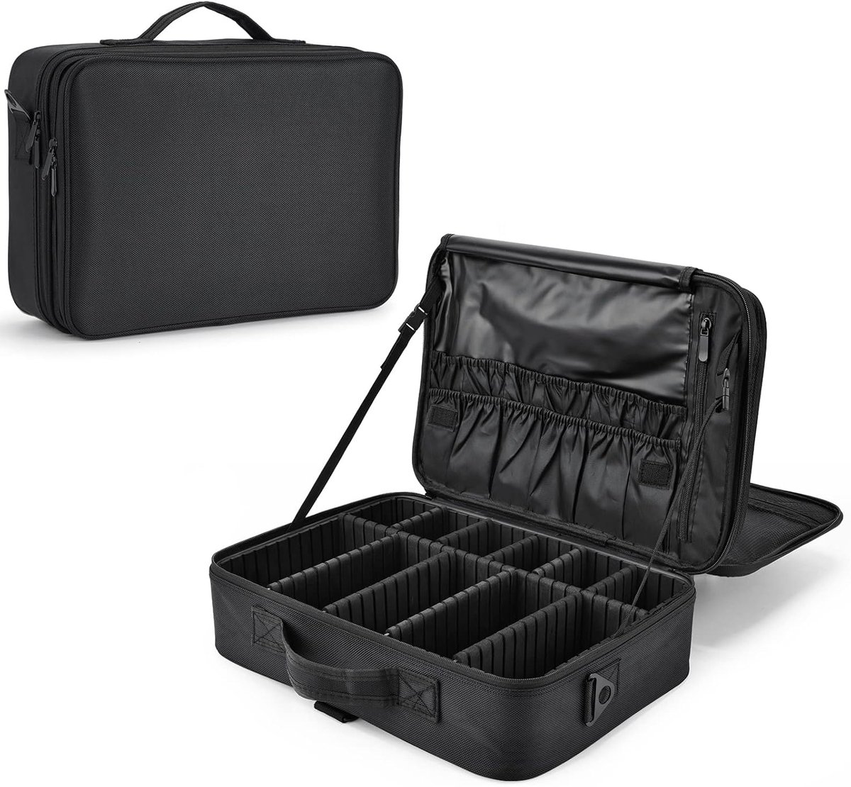 SnelShoppen - Cosmetische Tas Make-Up Tas Grote Make-Up Case Cosmetische Organizer Schoonheidscase Zwart L - Make-Up Organizer voor Thuis en Reizen