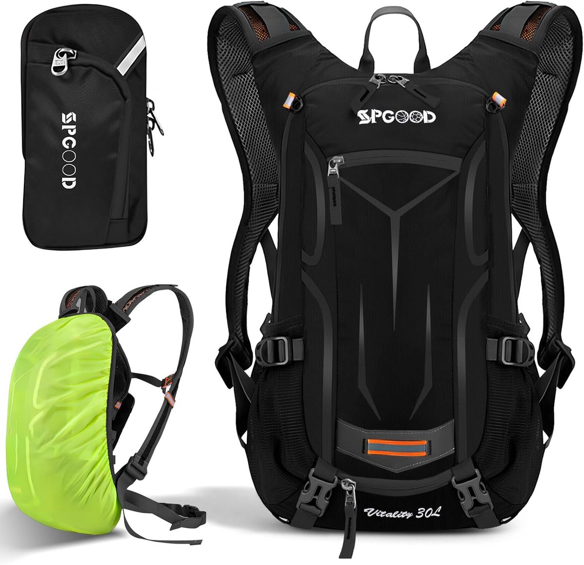 SPGOOD Fietsrugzak 20/25/30L Waterdicht Ademend(Zwart 30L) - ShopVlot
