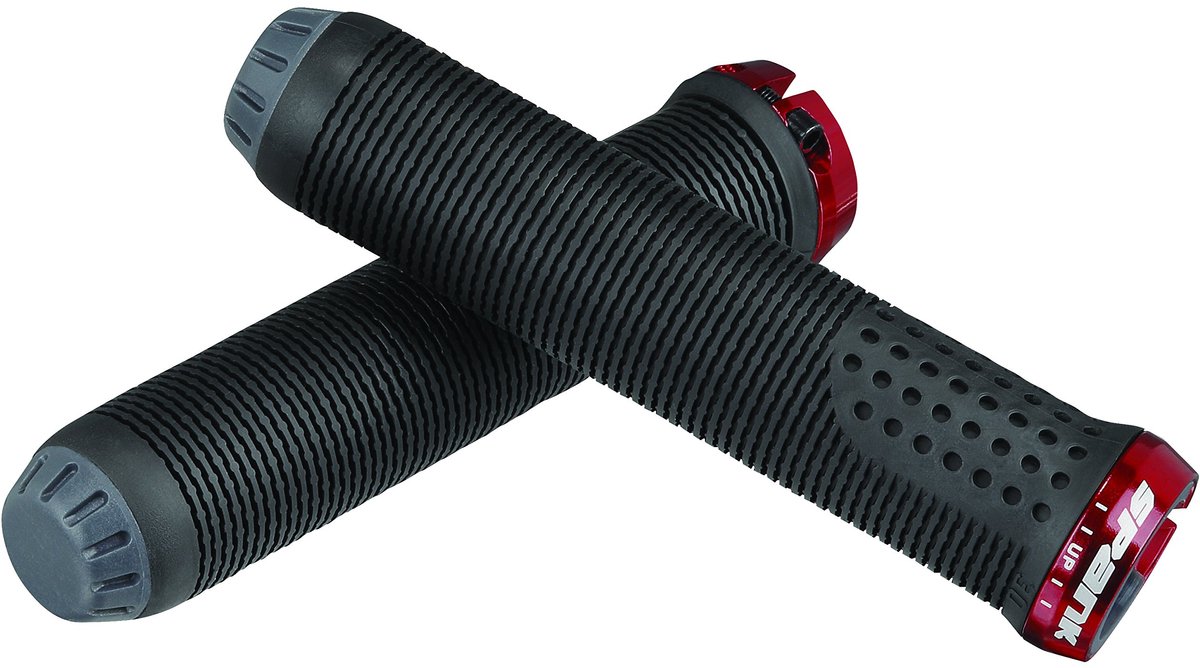 SnelShoppen - MTB Handvatten Spikes 33 Unisex Volwassenen, Zwart/Rood, Comfortabele Grip, Human-Factor Structuur, Duimzones voor Extra Controle