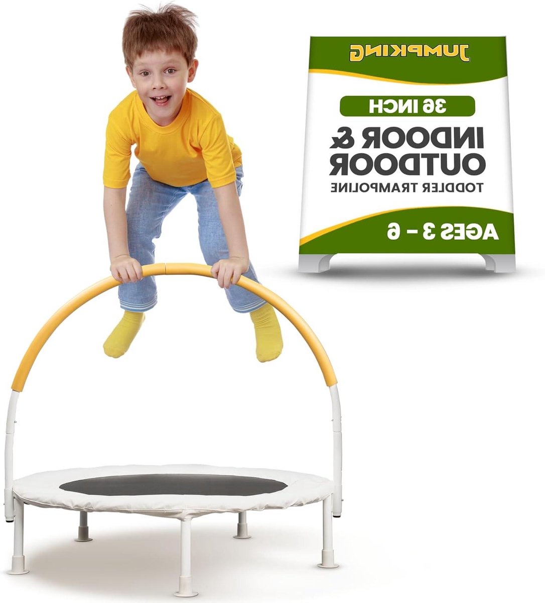 Trampoline voor kinderen - Binnen en buiten - Actief spelen - Roestbestendig frame - 36 inch - Ivoorwit