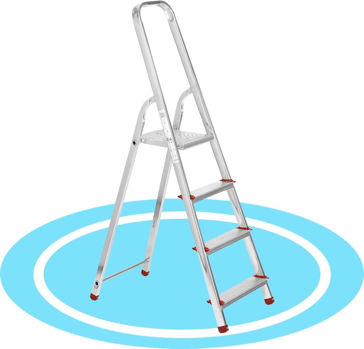 Inklapbare ladder - Huishoudtrap 4 treden - Veilig klussen - Maximale belasting 150kg - Werkhoogte 280cm - Zilver