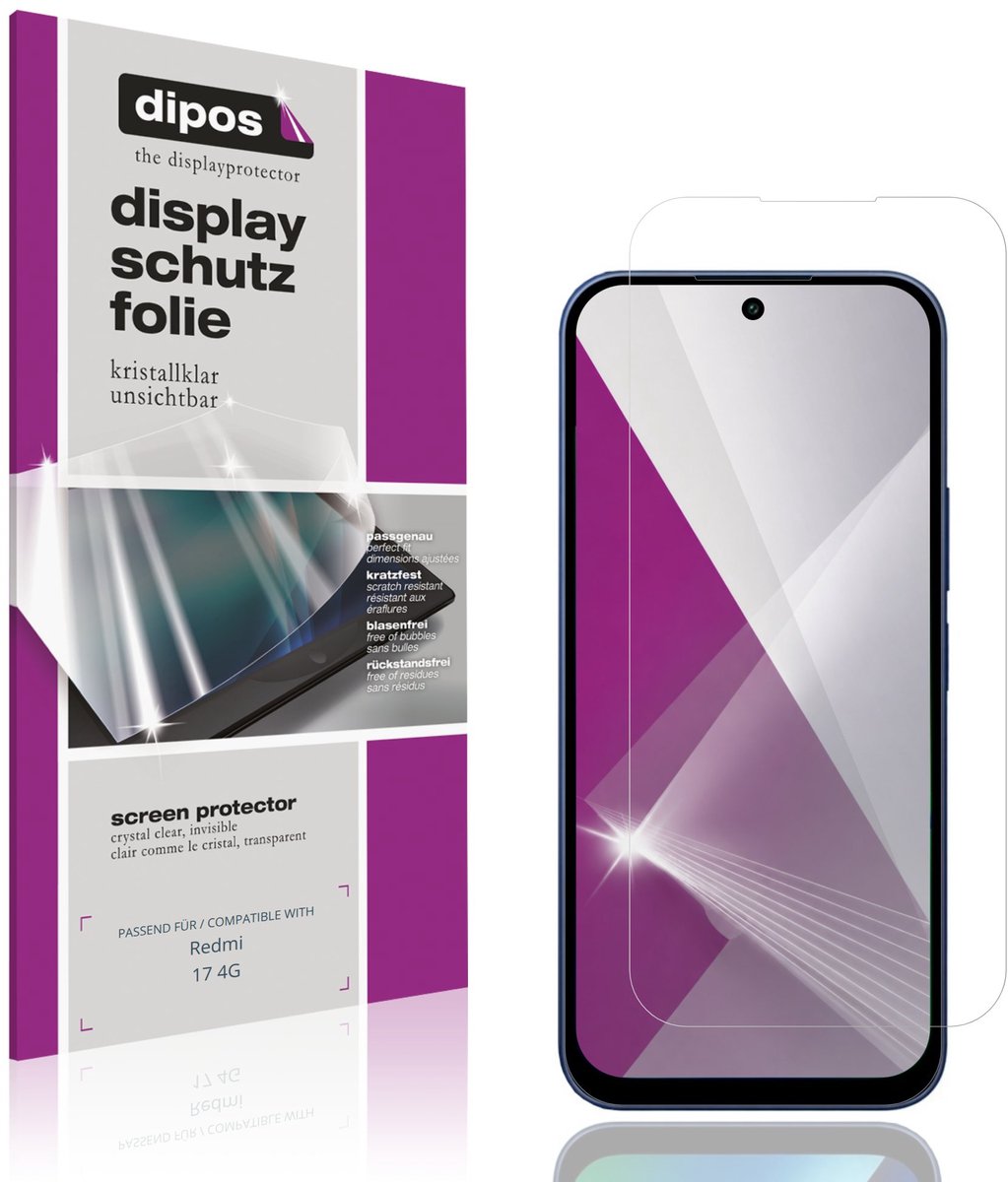 dipos – 4x Beschermfolie geschikt voor Redmi 17 4G | Krasbestendige & heldere Screenprotector Ultra-Thin