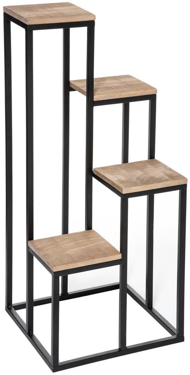 - Deur – plant met 4 planken – metaal en grenen – zwart – H 88 – 5 cm
