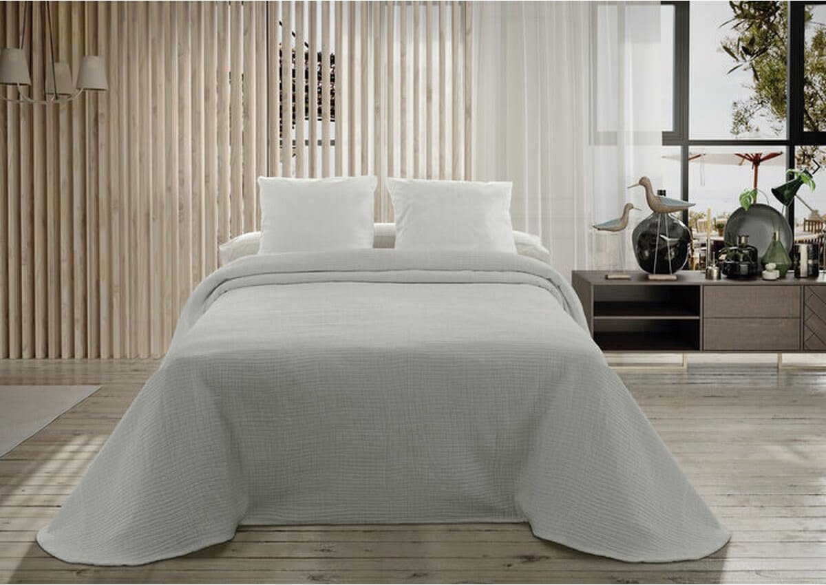 Sprei Palma parelgrijs bed 90 cm