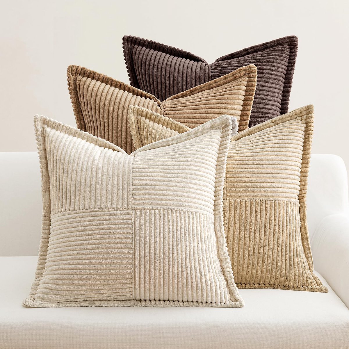 Kordsamt kussenhoezen 4-delig set Dekokissen kussenovertrek sofakussen zacht decoratief kussenbezug 45x45 cm sierkussen couchkussen voor woonkamer slaapkamer koffie serie