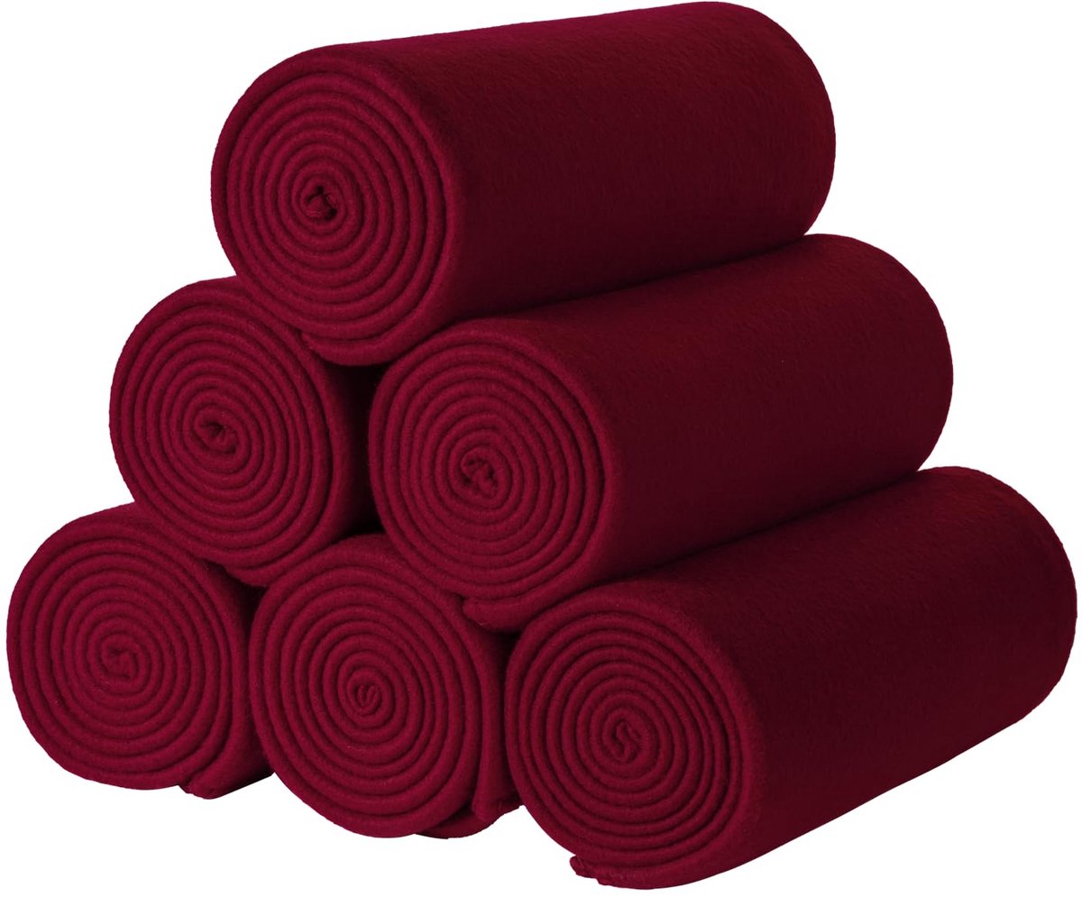 TENG Fleece deken 6 stuks zachte kinderdekens gezellige lichtgewicht reisdeken bulk huisdier deken warme picknick tuin effen voor bank bed thuis bank buiten bruiloft 125 x 150 cm bordeaux