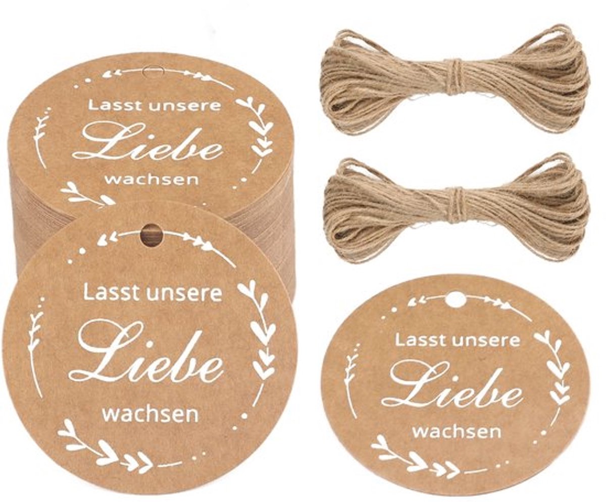 Dailygoody - Ronde Cadeaulabels - Kraftpapier Etiketten - 100 Stuks