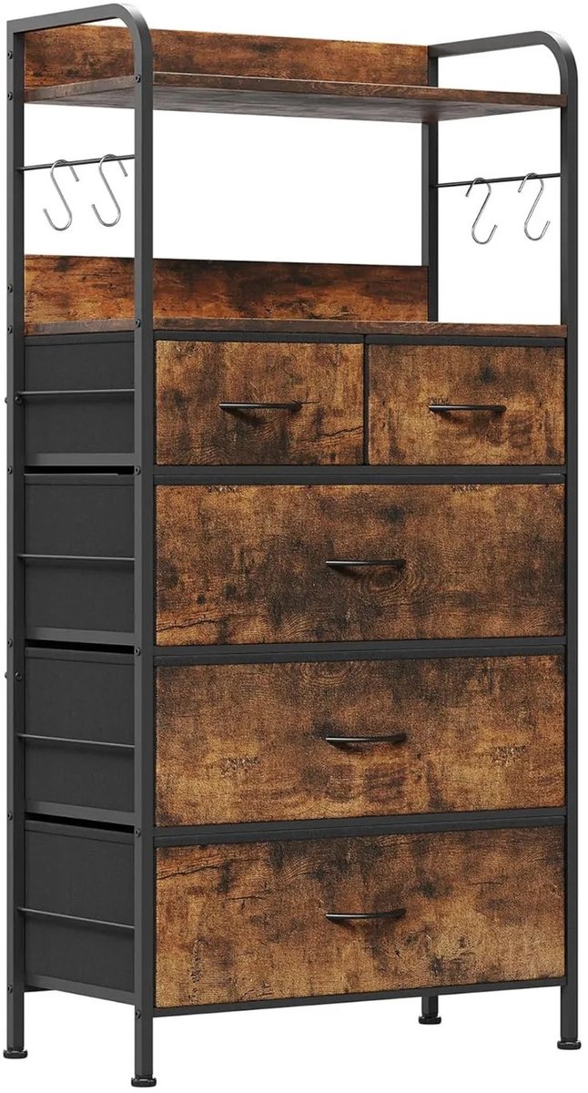 Joorly Dressoir - Opbergkast - Ladekast - Multifunctioneel - 5 lades - 60x30x120cm - Bruin