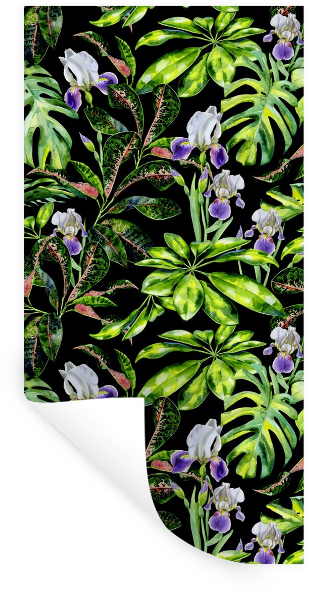 Muurstickers - Sticker Folie - Bloem - Bladeren - Patroon - 60x120 cm - Plakfolie - Muurst