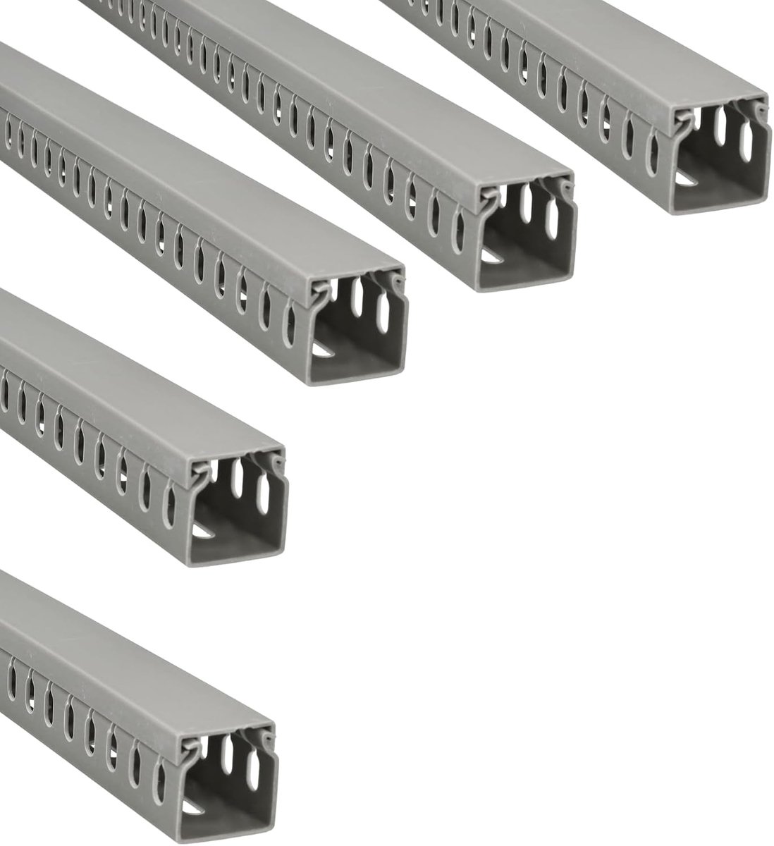 - Set van 5 kabelgoot voor kabel, bureau-organizer, pvc-afdekking, grijs, lengte 40 cm (30 x 30 mm)