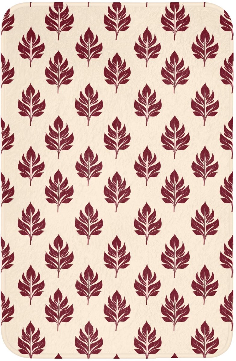 Badmat Rechthoekig 40x60 cm Badkamer Bath Mat Douchemat Antislip Wc Badkamermat Memory Foam Wasbaar Bathroom Toilet Mats Washable Botanisch - Patroon - Bordeaux