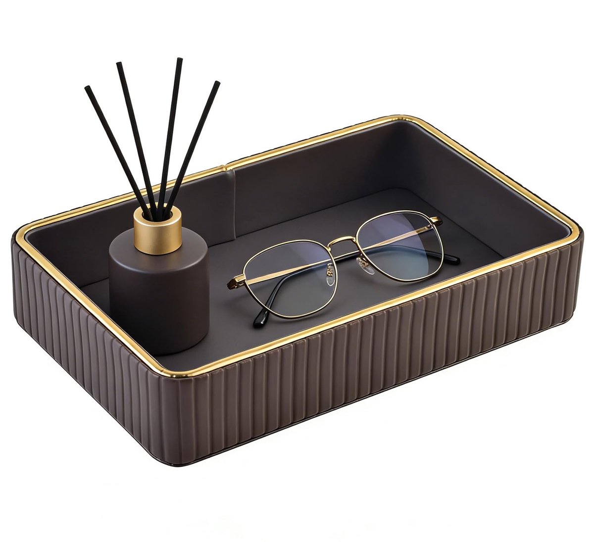 lederen valet lade, bureau organizer lade nachtkastje organisator snuisterij schotel opslag sleutel kom decoratieve trays voor telefoon, portemonnee, sieraden, horloge, parfum badkamer