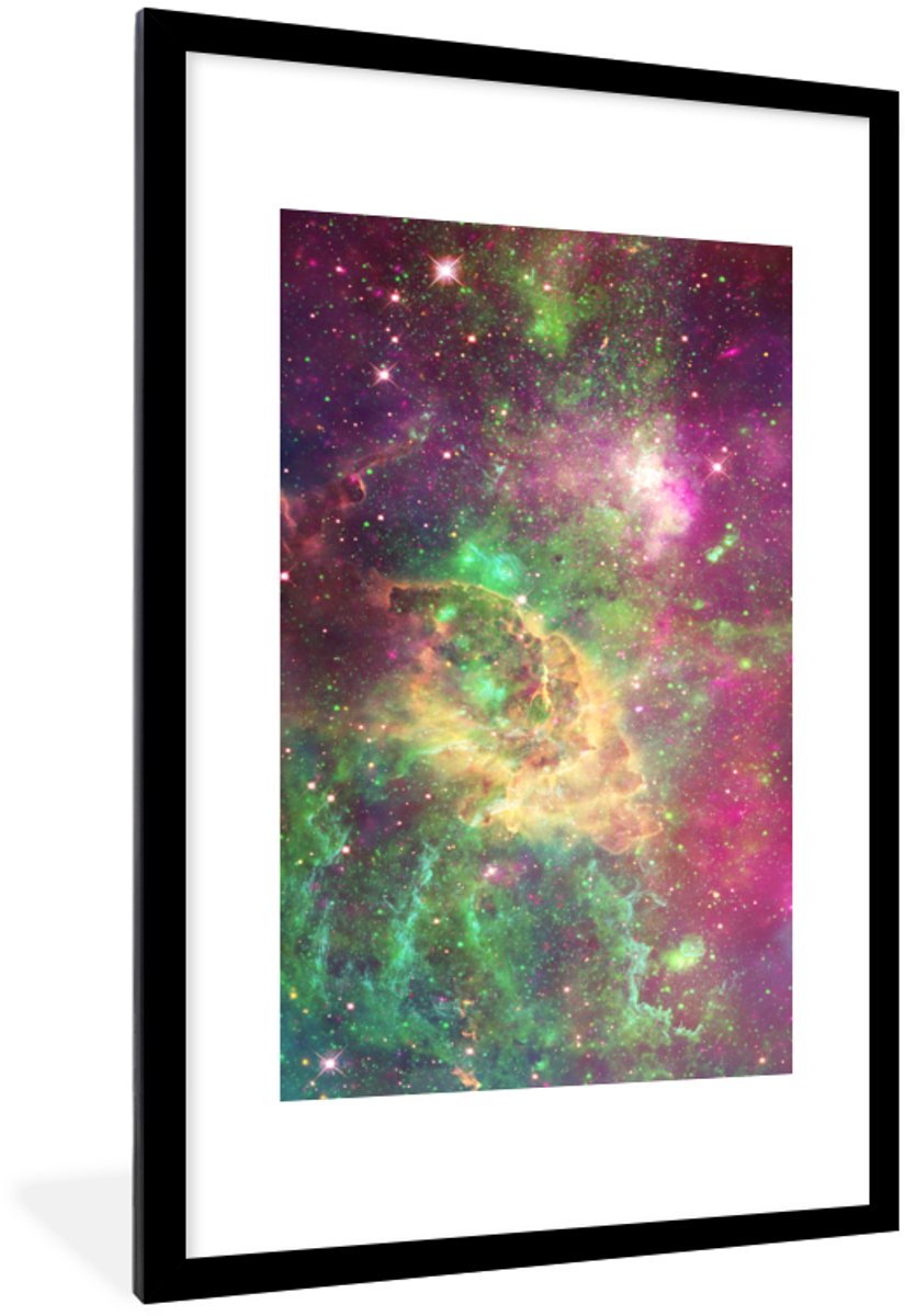 Fotolijst incl. Poster - Groen - Ruimte - Sterren - 80x120 cm - Posterlijst