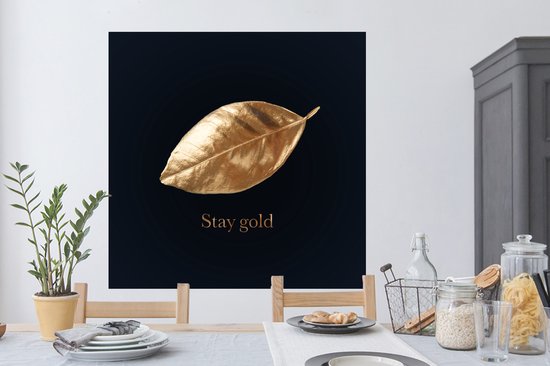 Muurstickers - Sticker Folie - Blad - Gold - Quotes - 120x120 cm - Plakfolie - Muurstickers Kinderkamer - Zelfklevend Behang XXL - Zelfklevend behangpapier - Stickerfolie