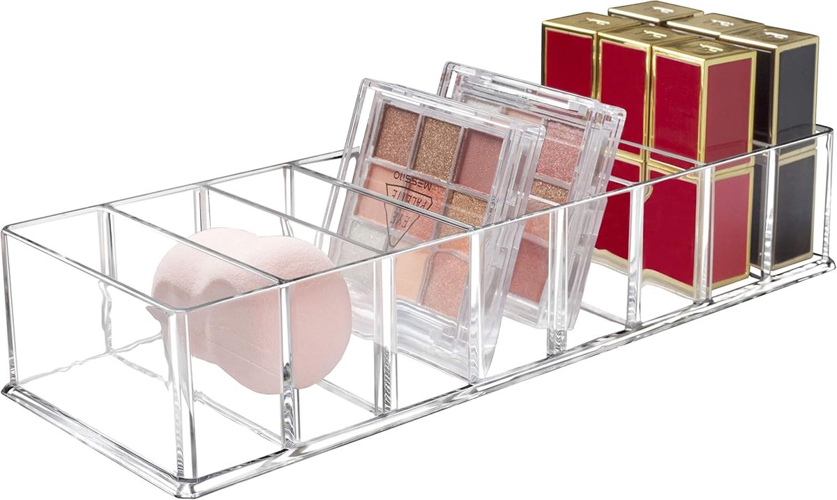 cosmetica-organizer, 8 vakken, make-up-organizer, acryl opbergdozen, sieradententoonstellingsdozen, transparante laden voor commode, wastafel, badkamer, keuken