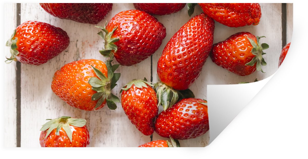 Muurstickers - Sticker Folie - Aardbei - Fruit - Tafel - 120x60 cm - Plakfolie - Muurstick