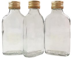 20 x fles glazen flessen 100 ml (0,1L) & metalen schroefdoppen (draaideksel) - Home brouwen Gin Olie Azijn Wodka - DIAH (20 x 100 ml fles + gouden schroefdoppen)